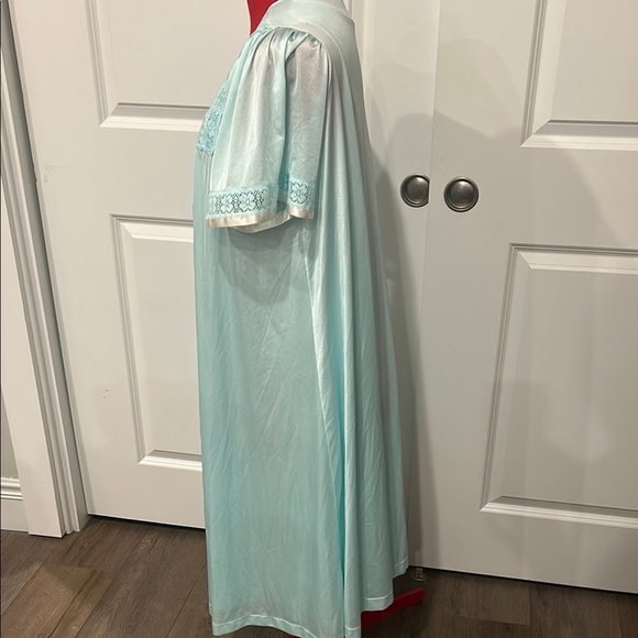 Gilead Vintage Sea Blue Green Lace Trim Nightgown and Robe Set Size Medium - Picture 5 of 13